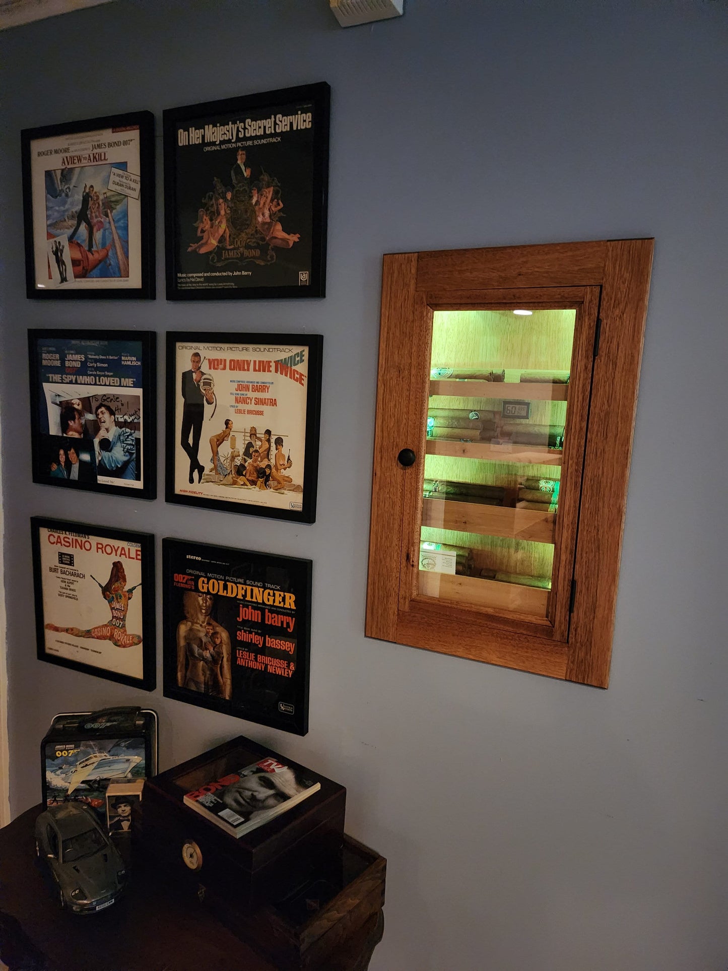 Hand Made In-Wall Humidor for cigars. Great gift for husband, boyfriend, or dad. Includes Boveda Humidor Starter Kit. Father's Day Gift