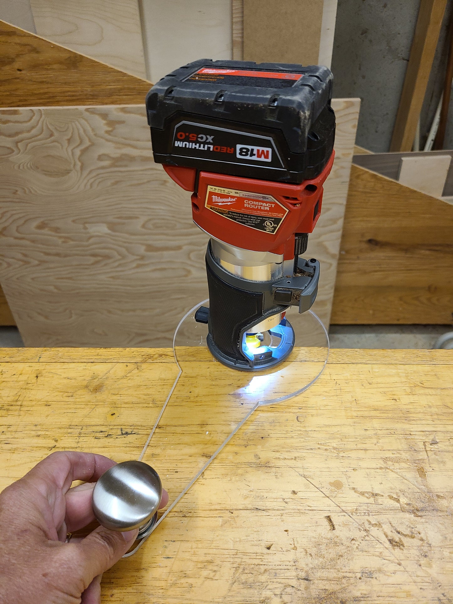Universal Offset Router Base for Palm Routers and Laminate Trimmers