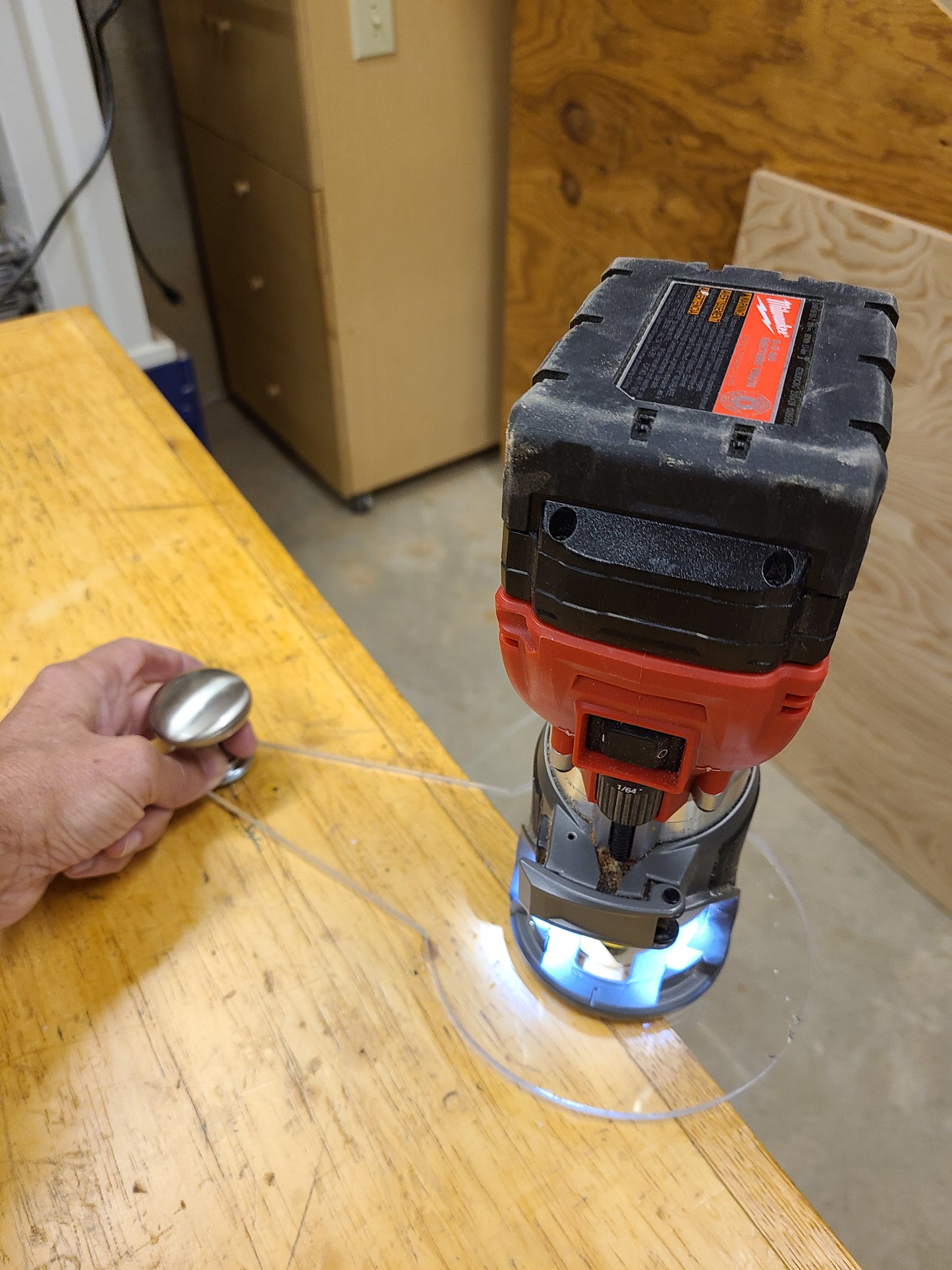 Universal Offset Router Base for Palm Routers and Laminate Trimmers