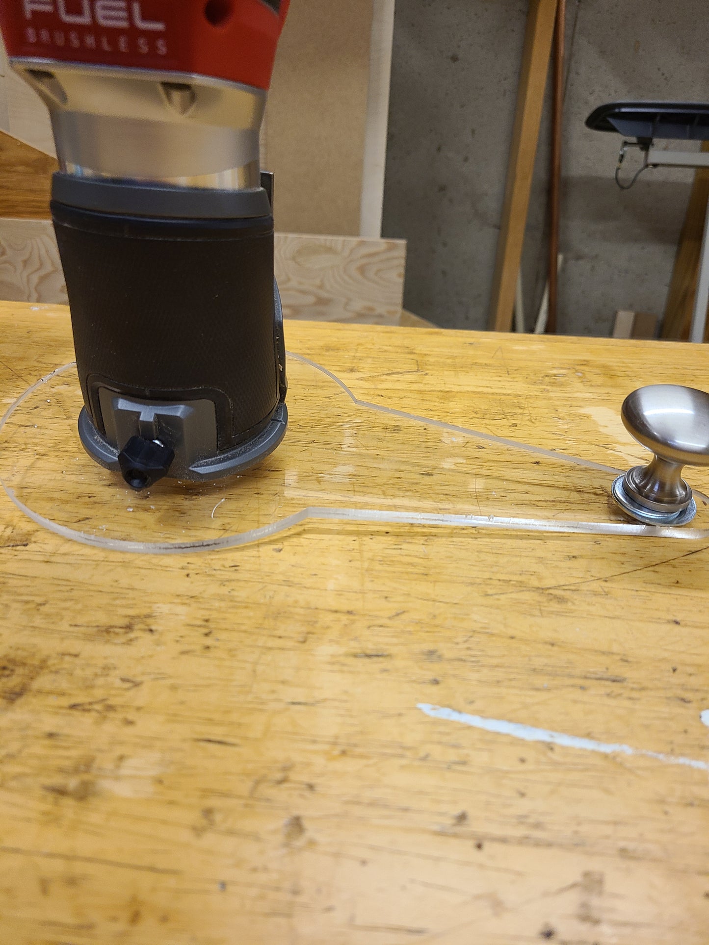 Universal Offset Router Base for Palm Routers and Laminate Trimmers