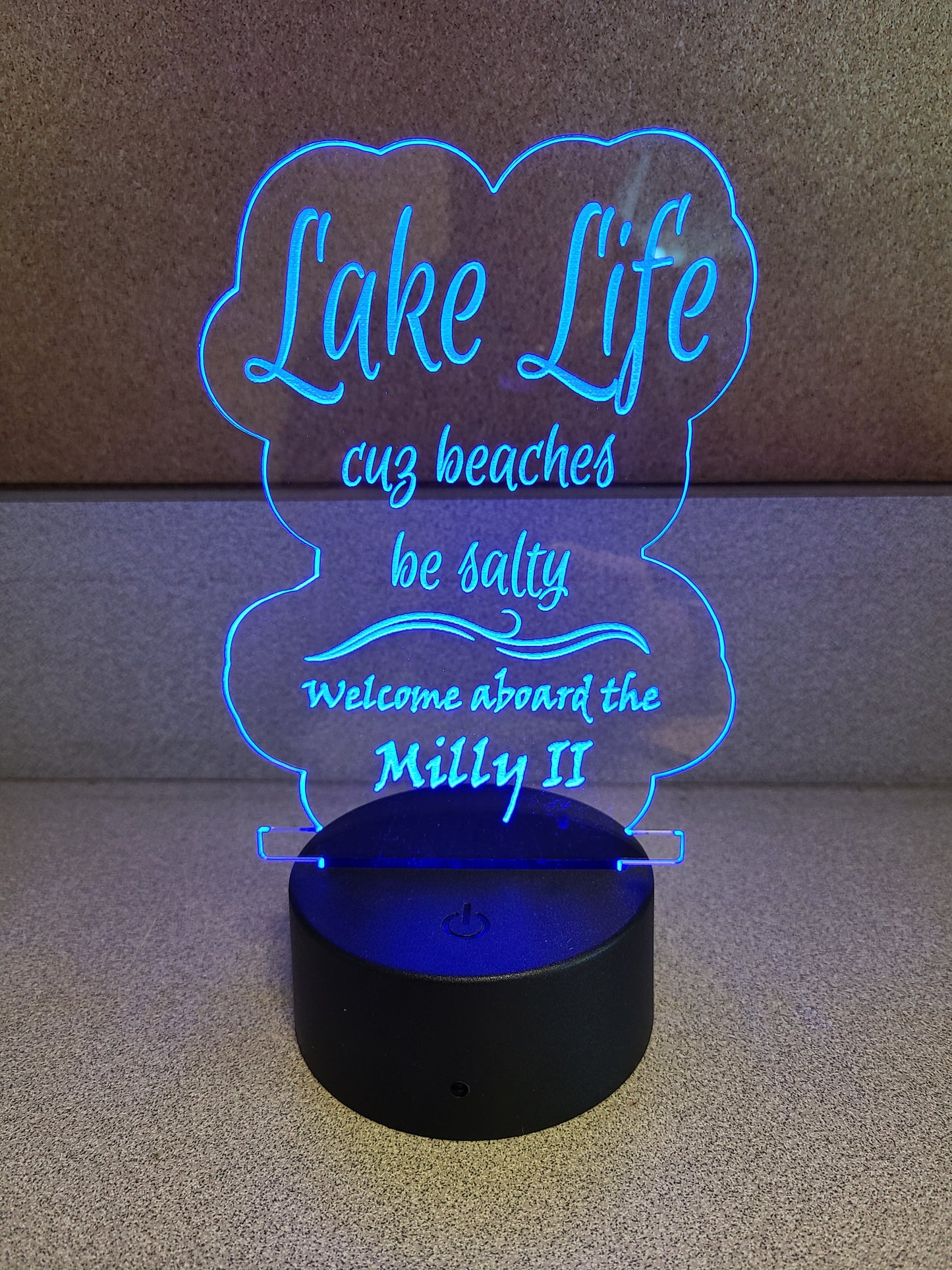 Custom "Lake Life" LED Acrylic Light, Acrylic Night Light, Gift for Him, Gift for Her, Boat Gift