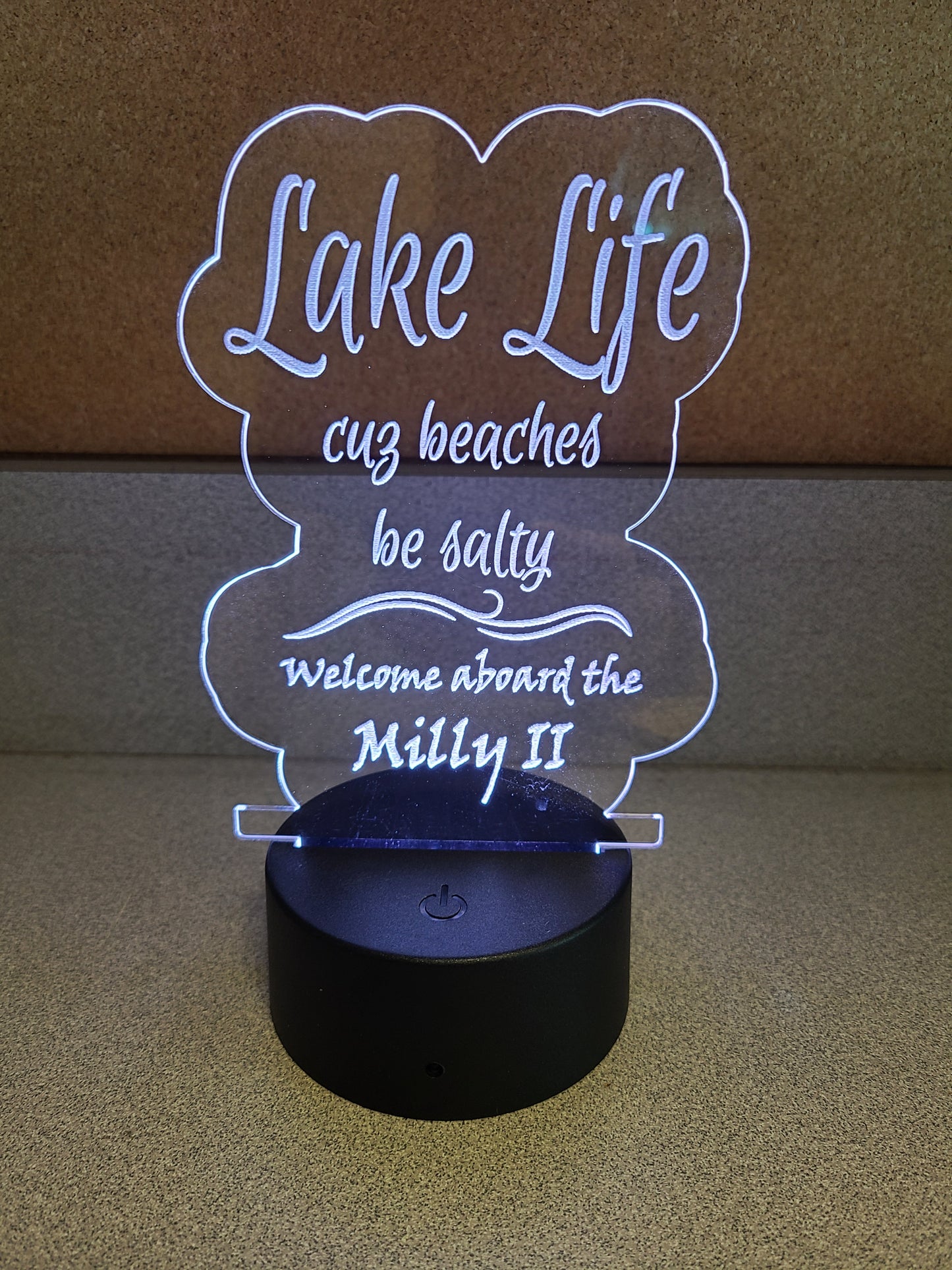 Custom "Lake Life" LED Acrylic Light, Acrylic Night Light, Gift for Him, Gift for Her, Boat Gift