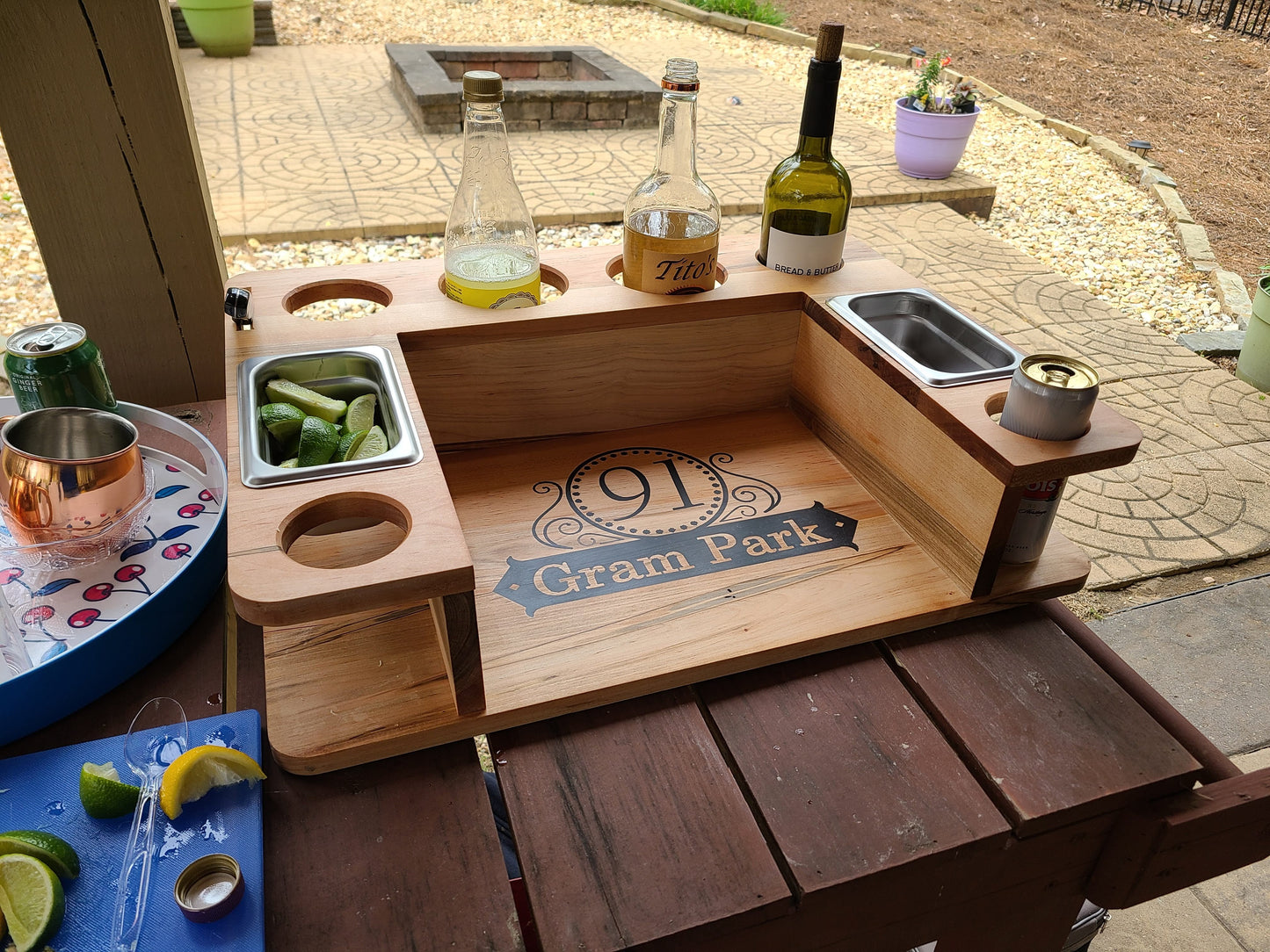 Backyard Serving Tray - Backyard Cocktail Serving Station