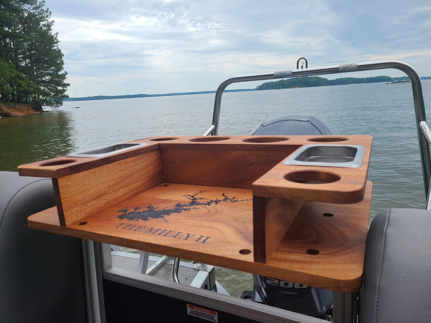 Mahogany Pontoon Boat Bar and Tray