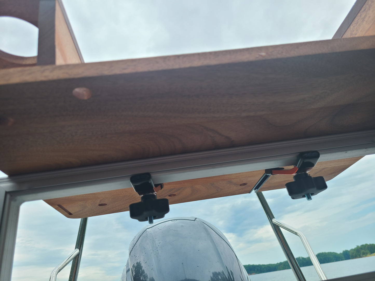 Mahogany Pontoon Boat Bar and Tray