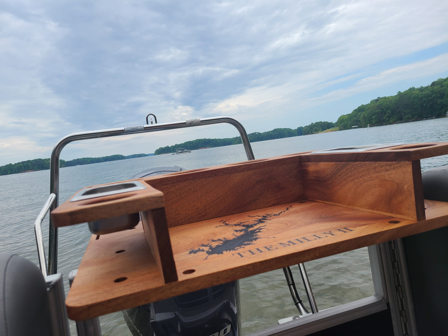Mahogany Pontoon Boat Bar and Tray
