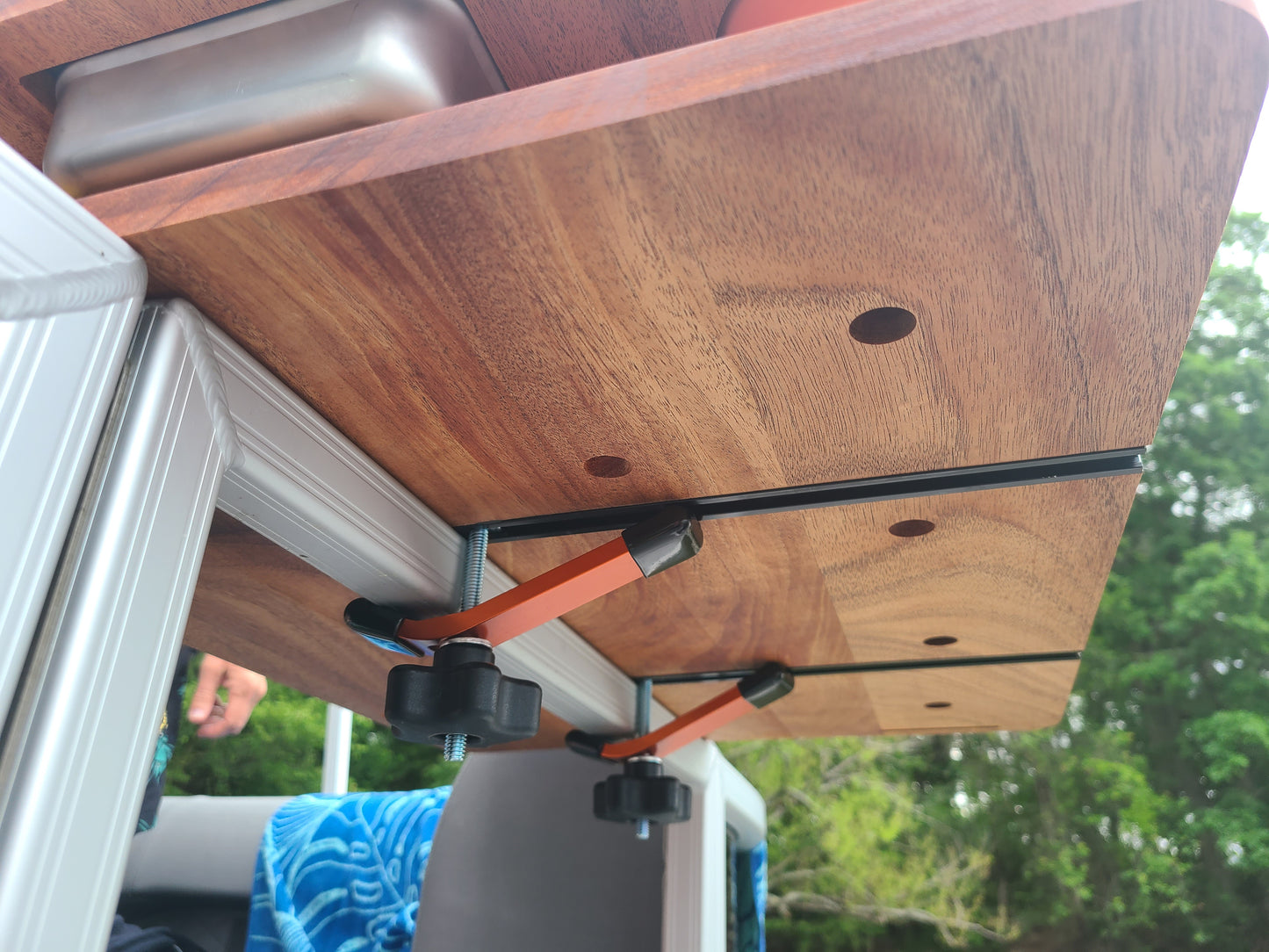 Mahogany Pontoon Boat Bar and Tray