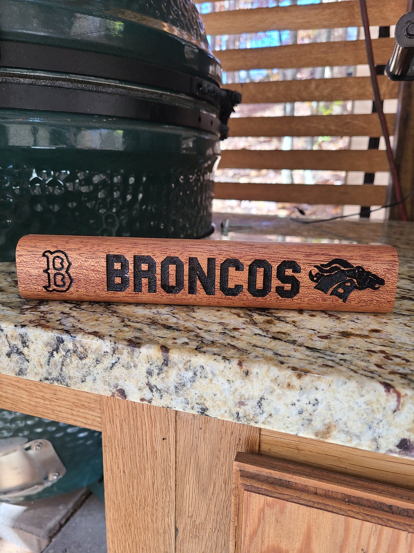 Replacement Handle for Big Green Egg BGE - Exotic Hardwood - Salmwood