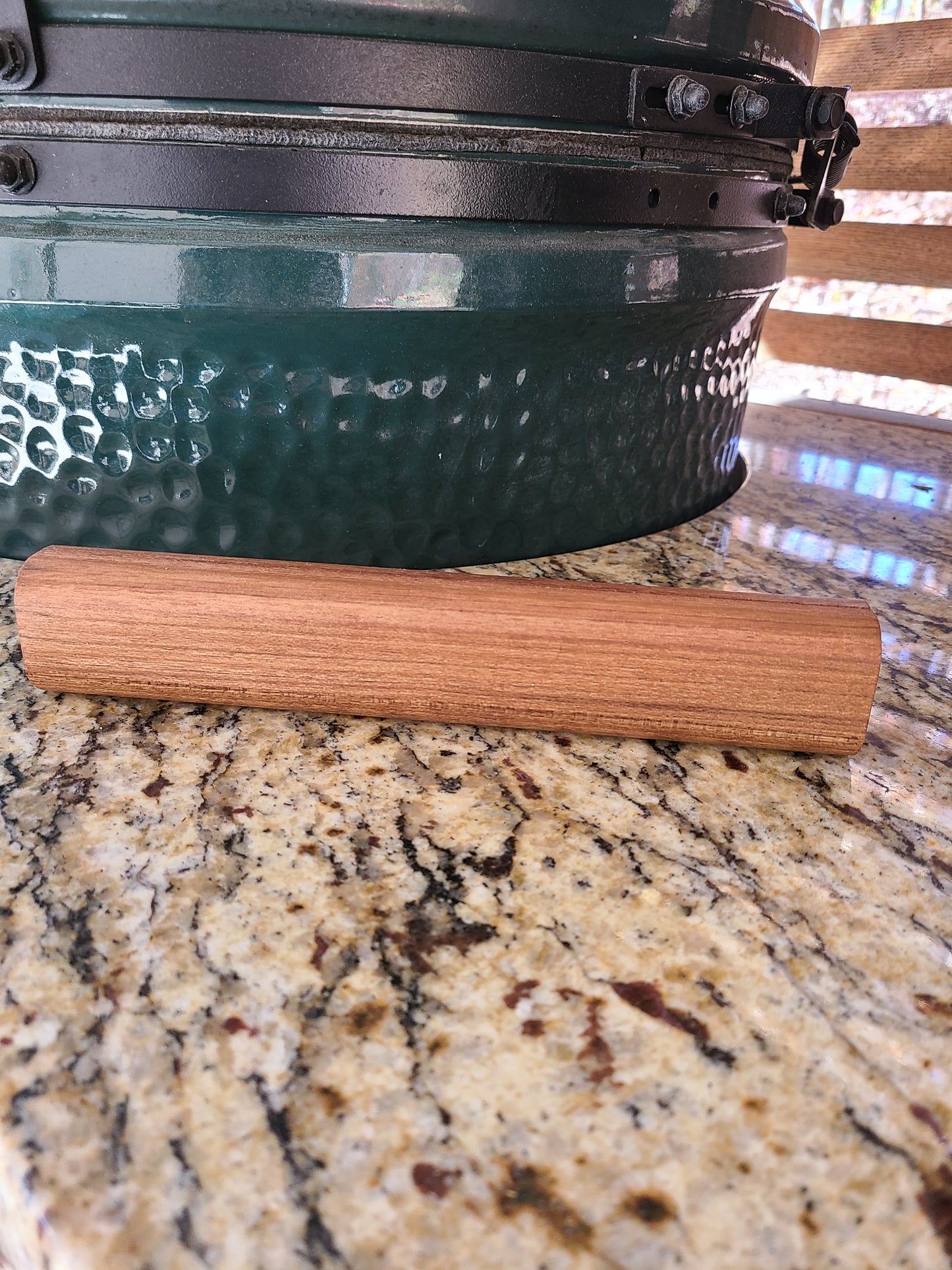 Replacement Handle for Big Green Egg BGE - Exotic Hardwood - Salmwood