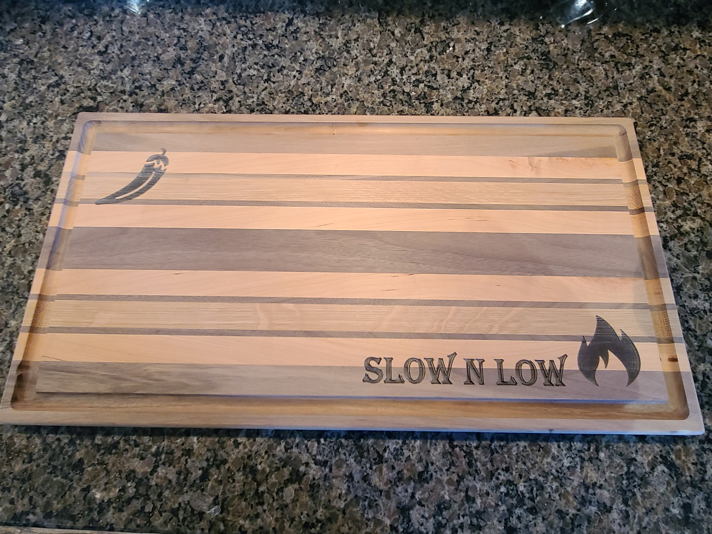 Custom Large Cutting Board. Excellent for BBQ. 18"x 24" Walnut, cherry, and white oak.