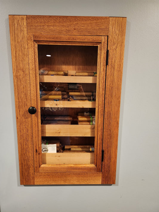 Hand Made In-Wall Humidor for cigars. Great gift for husband, boyfriend, or dad. Includes Boveda Humidor Starter Kit. Father's Day Gift