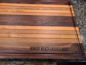 Custom Large Cutting Board. Excellent for BBQ. 20x32" Walnut, cherry, and white oak.