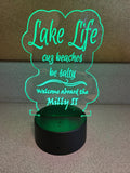 Custom "Lake Life" LED Acrylic Light, Acrylic Night Light, Gift for Him, Gift for Her, Boat Gift