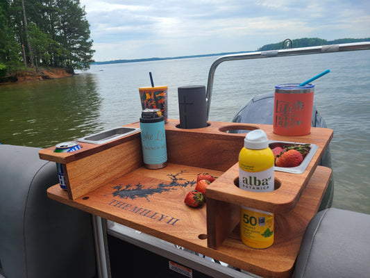 Mahogany Pontoon Boat Bar and Tray