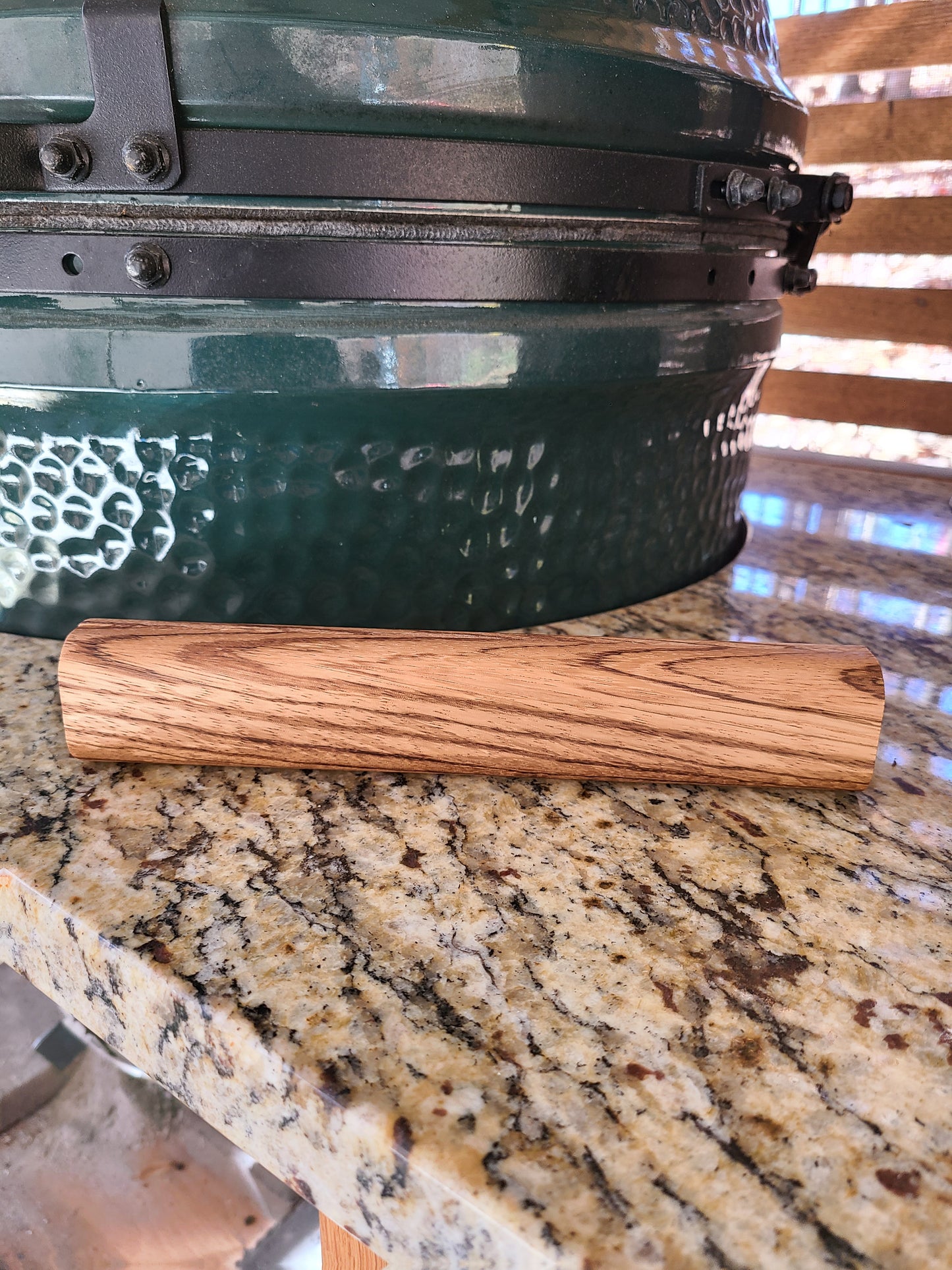 Replacement Handle for Big Green Egg BGE - Exotic Hardwood - Zebrawood