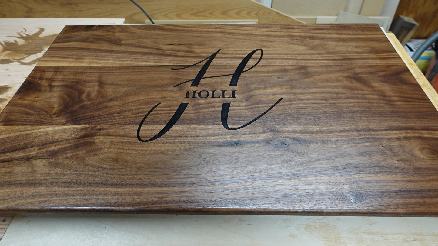 Walnut Noodle Board / Cutting Board - Personalized/ epoxy filled 32-3/4" x 21"