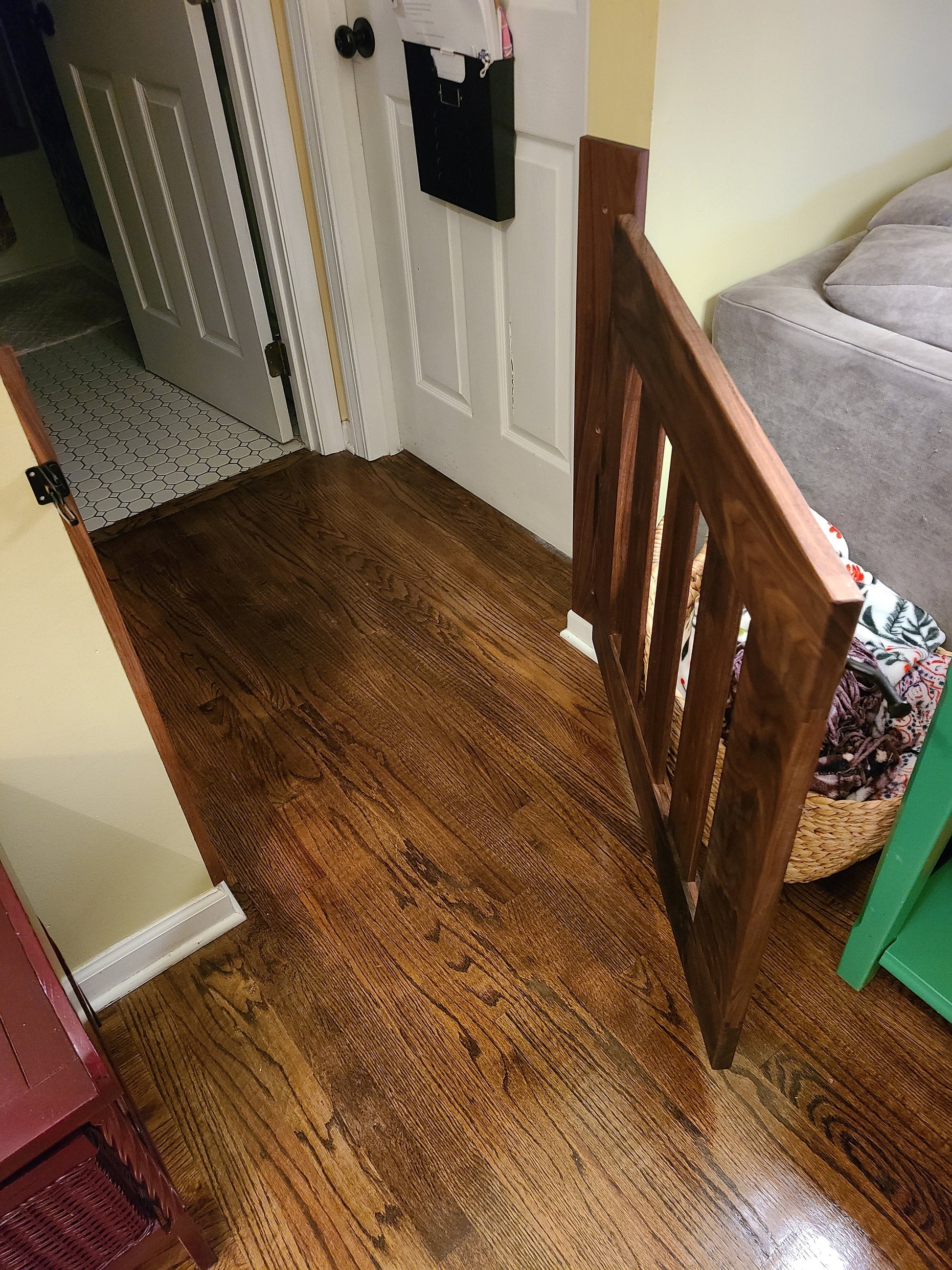 Handmade Hardwood Baby Gate /  Pet Gates Walnut, Maple, Oak, Wormy Maple, or Mahogany