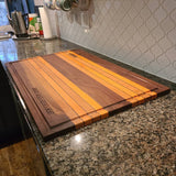 Custom XL Cutting Board. Excellent for BBQ. 34&quot;x21&quot; Walnut, cherry, and white oak.
