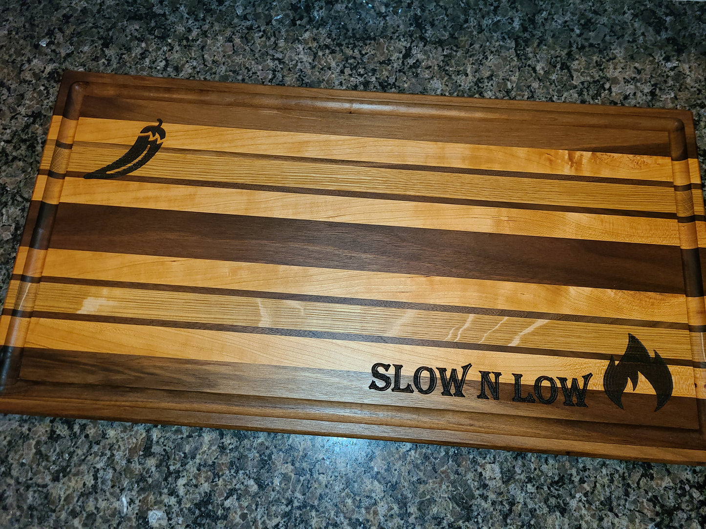 Custom Large Cutting Board. Excellent for BBQ. 18&quot;x 24&quot; Walnut, cherry, and white oak.