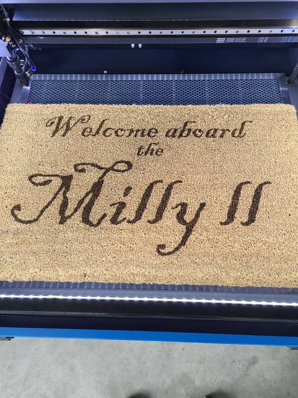 Custom Welcome Boat / Dock mat.  Customized with your boat name.