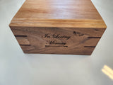 Hand Made and Engraved Walnut and Cherry Pet Urn for Dog, Cat, or Pet Cremation Ashes